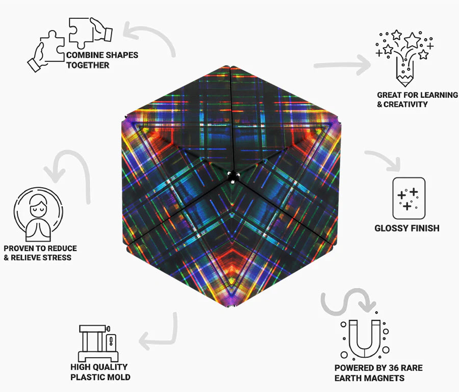 Shashibo: Magnetic Puzzle Box in Disco Plaid – AKAR Design