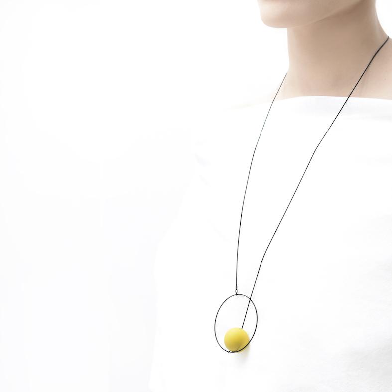 Halo and Orb Necklace, Black + Dijon