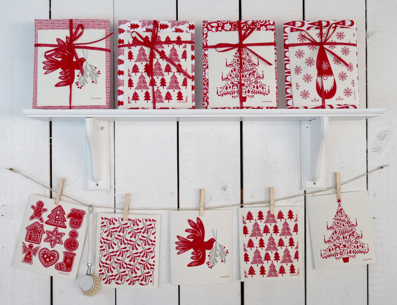 Swedish Dishcloth and Tea Towel Bundle, Scandi Christmas