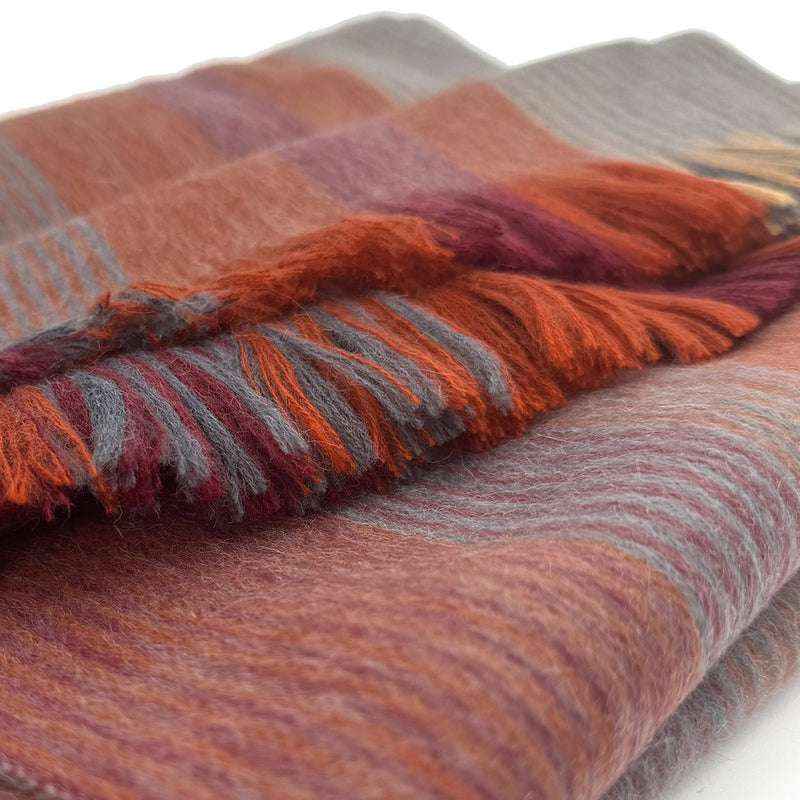 Alpaca Plaid Scarf in Cayenne