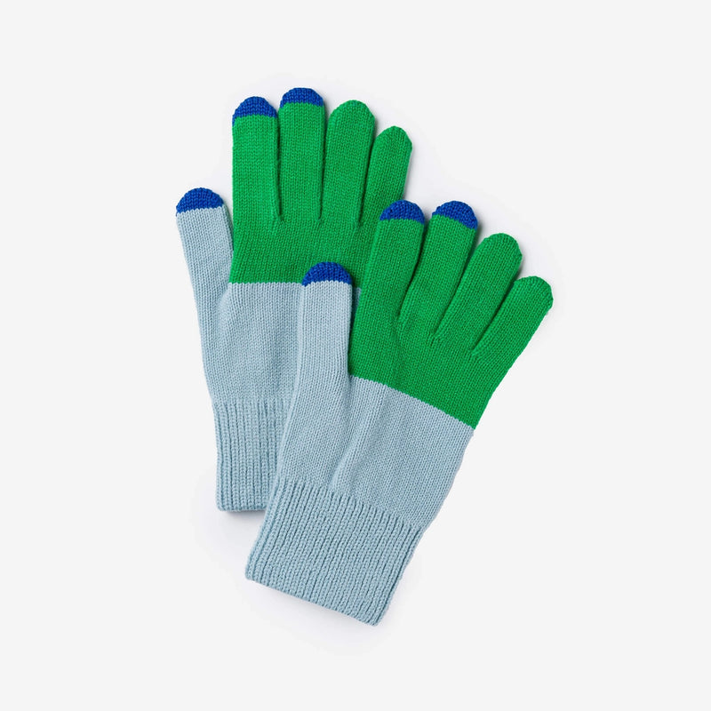 Colorblock Touchscreen Gloves in Kelly Stone Blue