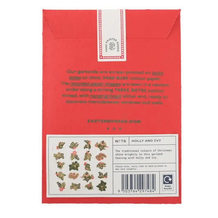 Holly and Ivy Sewn Garland
