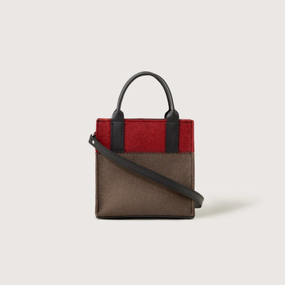 Jaunt Merino Wool Mini Tote in Tobacco/Cherry Black