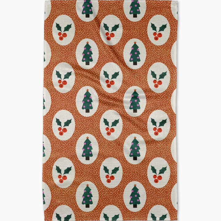 Vintage Holly Christmas Tea Towel