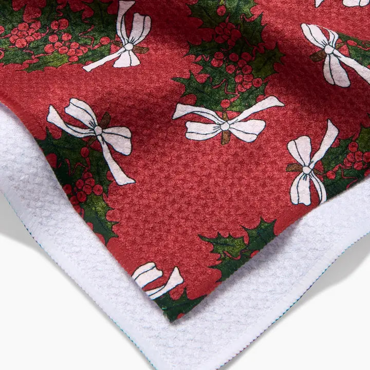 Christmas Berry Bow Tea Towel