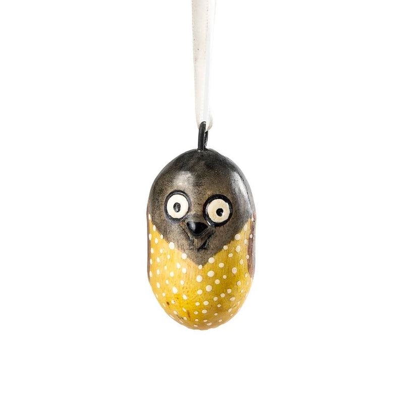 Mifuko Wooden Ornament - Yellow Owl