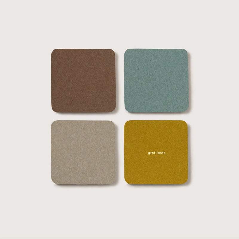 Bierfilzl: Merino Wool Felt Square Coasters in London Fog