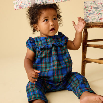 Plaid Ruffle Baby Romper, Busan Holiday Plaid