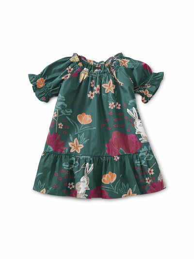 Puff Sleeve Baby Dress, Forest Floral