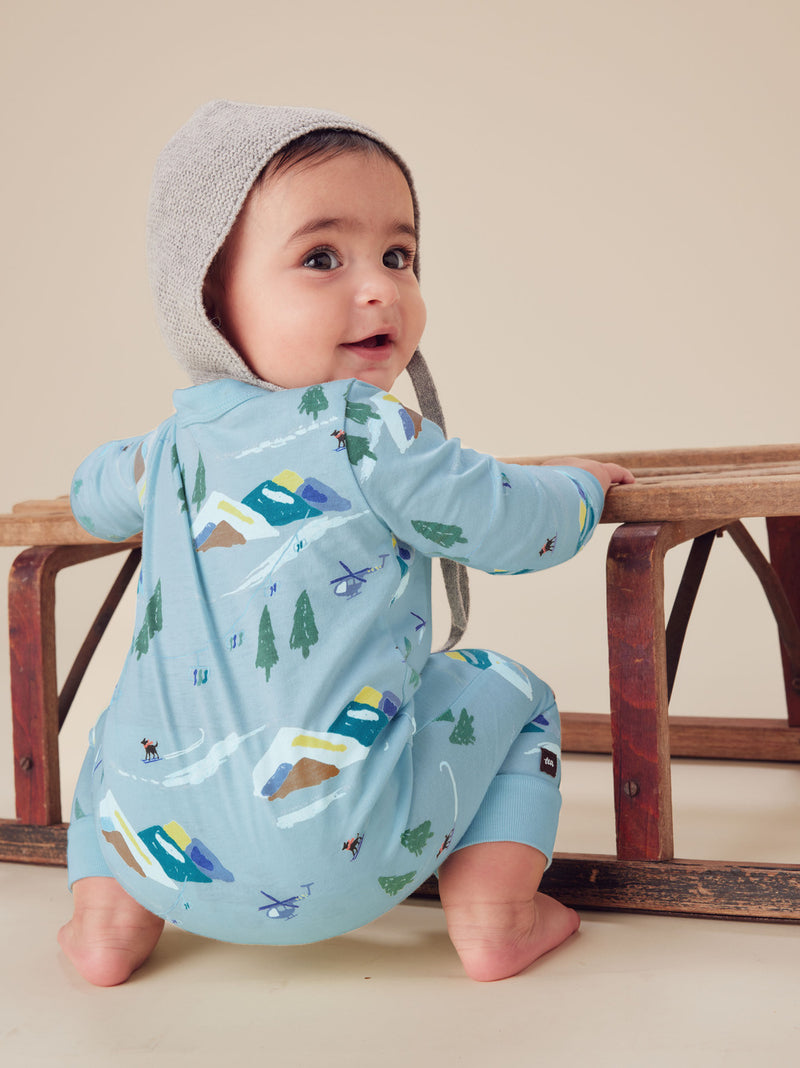 Long Sleeve Pocket Baby Romper, French Alps Scenic