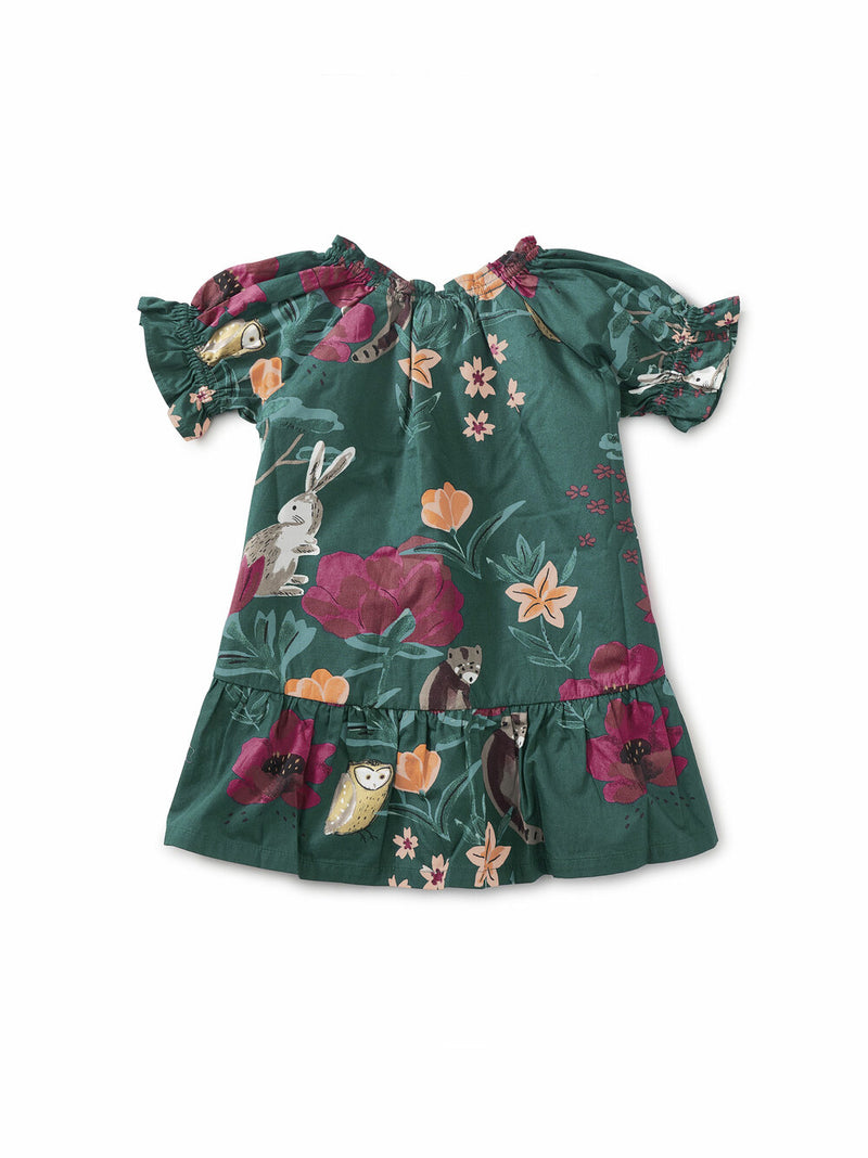 Puff Sleeve Baby Dress, Forest Floral
