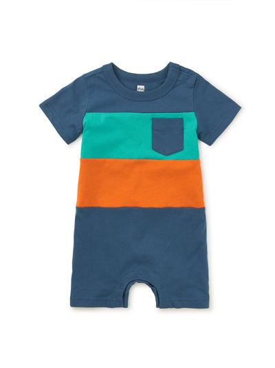 Pop Pocket Shortie Baby Romper - Indian Teal