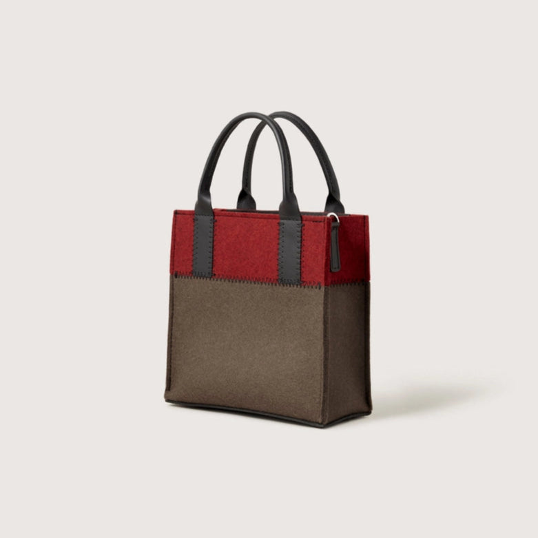 Jaunt Merino Wool Mini Tote in Tobacco/Cherry Black