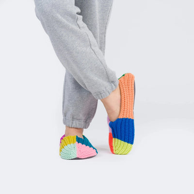 Mismatch Rib Slippers in Rainbow
