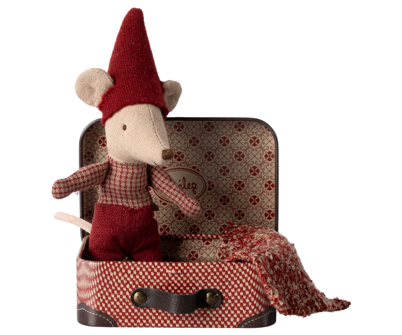 Maileg, Christmas Mouse, Baby in suitcase