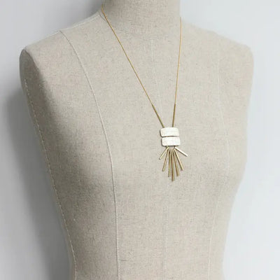 White Geometric Pendant Necklace