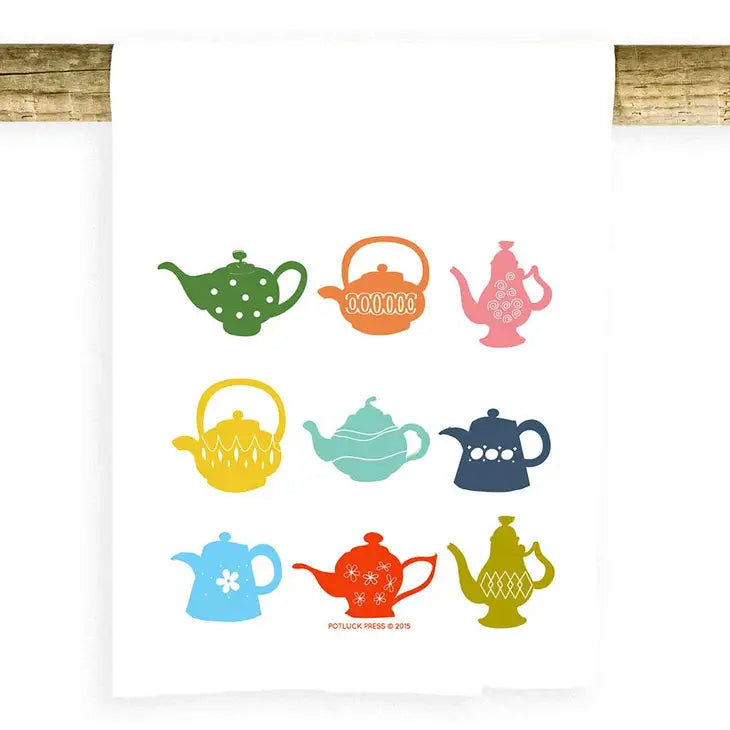 Tea Towel, Multicolor Teapots