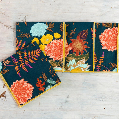 Winter Floral Cloth Napkins, set of four