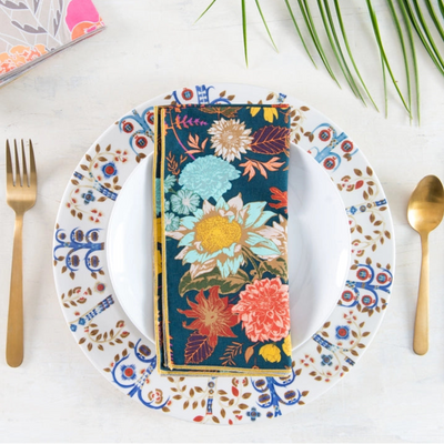 Winter Floral Cloth Napkins, set of four