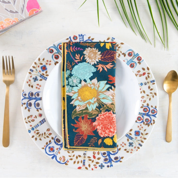 Winter Floral Cloth Napkins, set of four