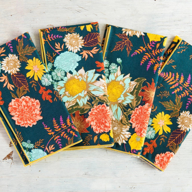 Winter Floral Cloth Napkins, set of four