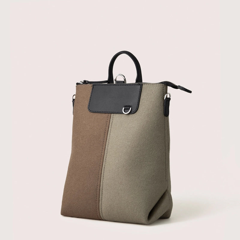 Merino Wool Midi Colorblock Backpack in Cumin/Clay