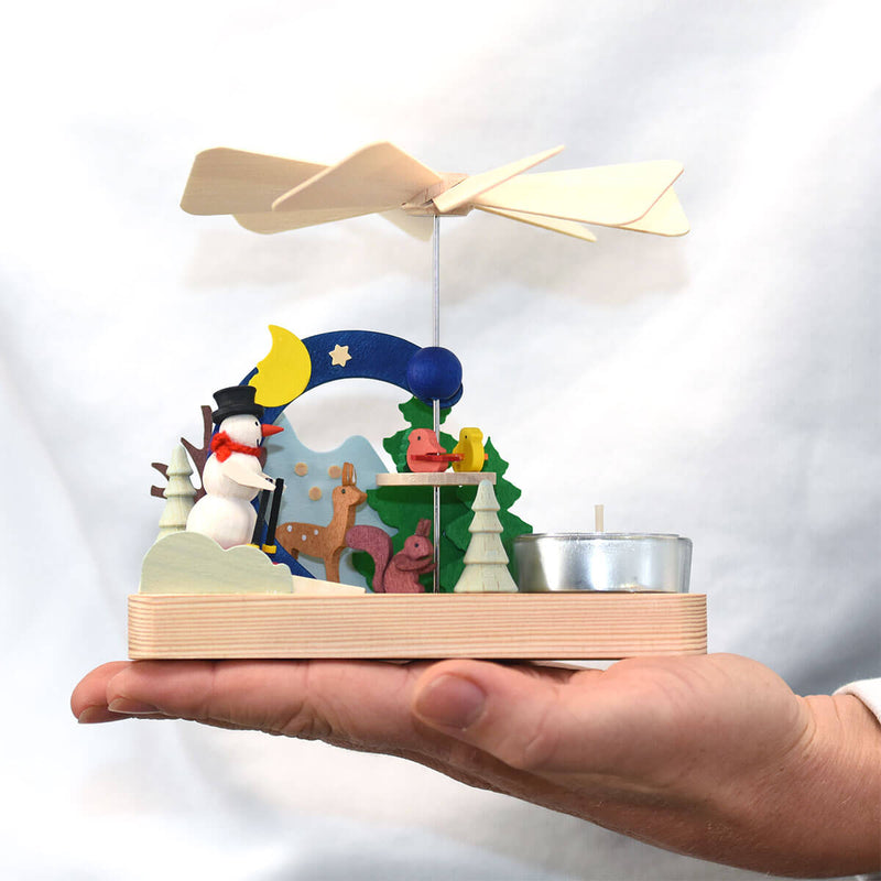 Graupner, "Snowman" Tealight Pyramid with Pinwheel