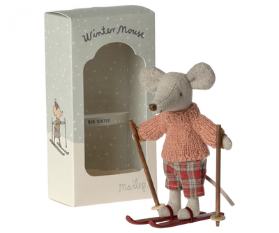 Maileg, Big Sister Winter Mouse with Ski Set