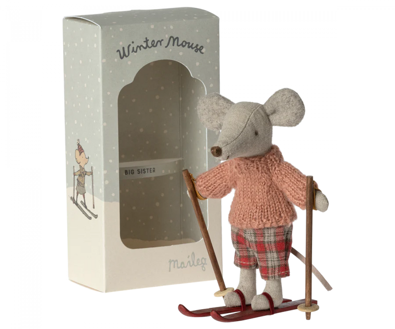 Maileg, Big Sister Winter Mouse with Ski Set