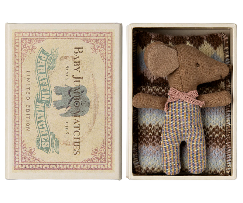 Maileg, Sleepy Wakey Baby Girl Mouse in Matchbox