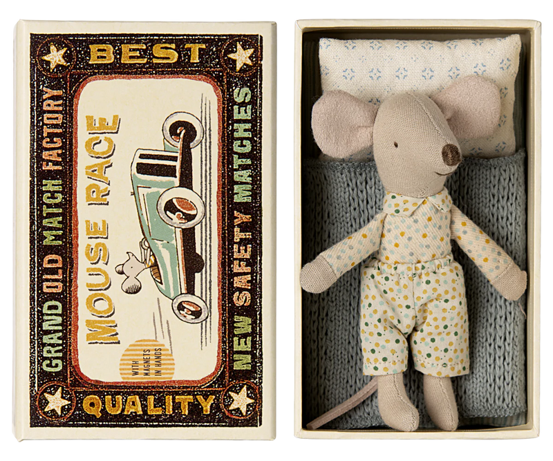 Maileg, Little Brother Pajamas Mouse in Matchbox