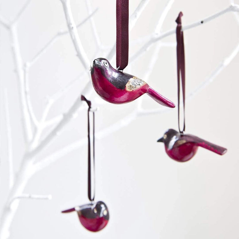 Mifuko Wooden Ornament - Firefinch