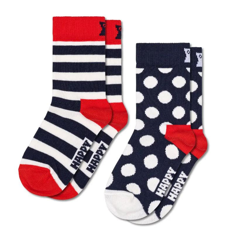 Kids Happy Socks, 2-Pack Stripes and Dots