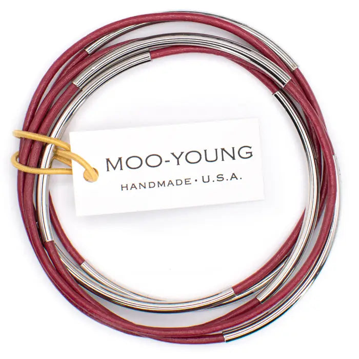 Skinny Leather Bangles, Magenta