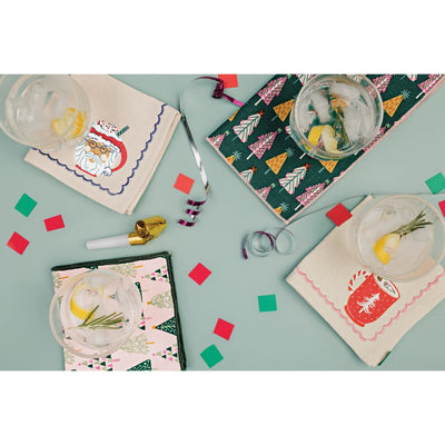 Cocktail Christmas Napkins, Set of 4