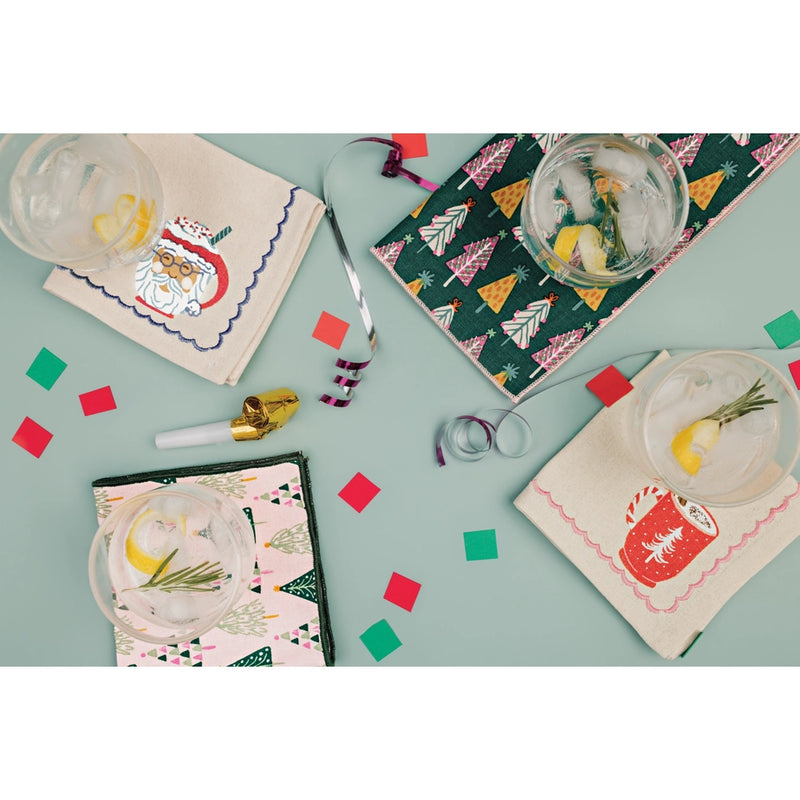 Cocktail Christmas Napkins, Set of 4