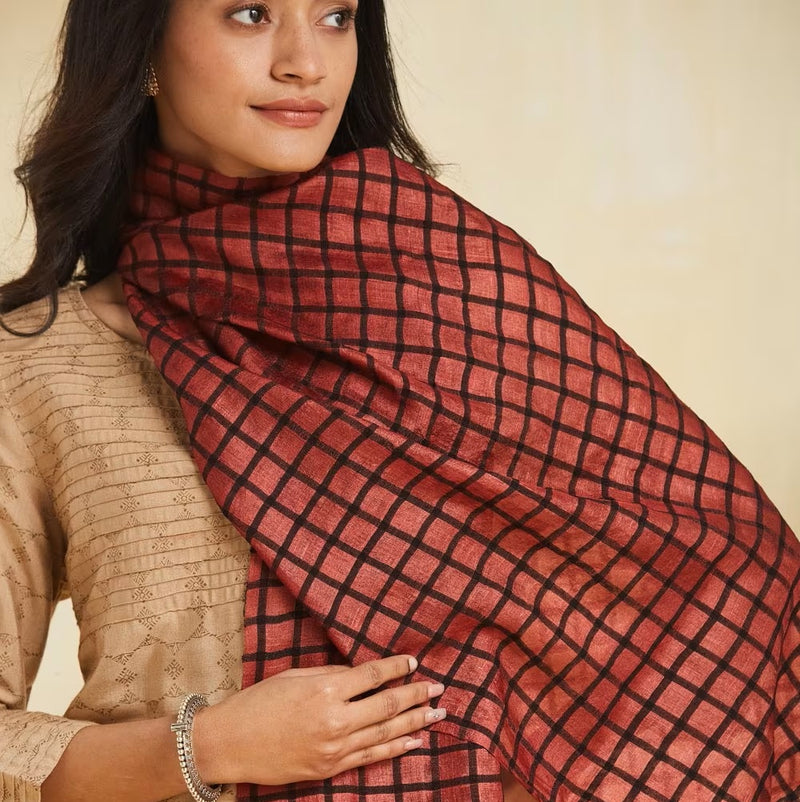 Maroon Red Silk Stole