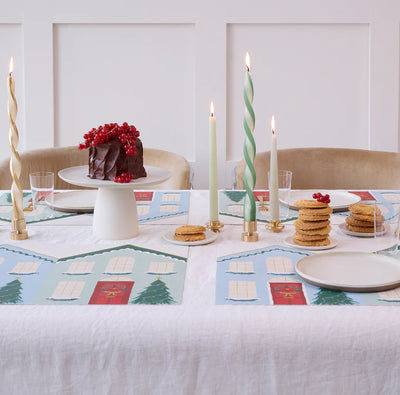 Festive House Rectangle Placemat, Blue & Green