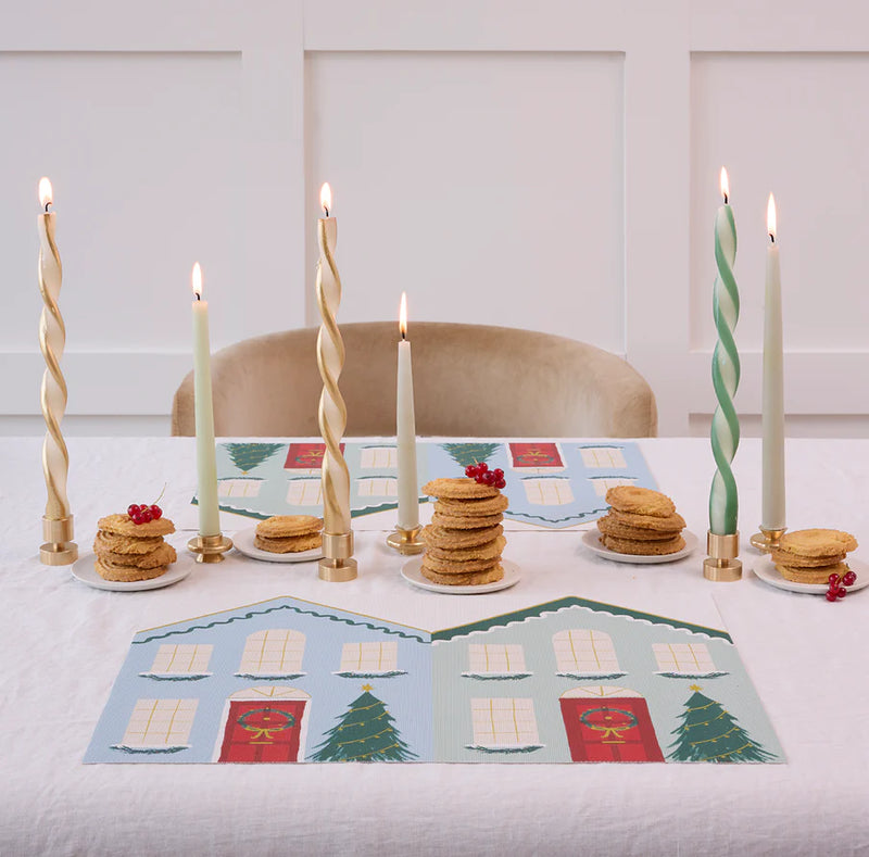 Festive House Rectangle Placemat, Blue & Green