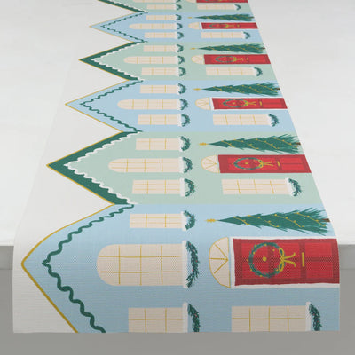 Festive House Table Runner, Blue & Green