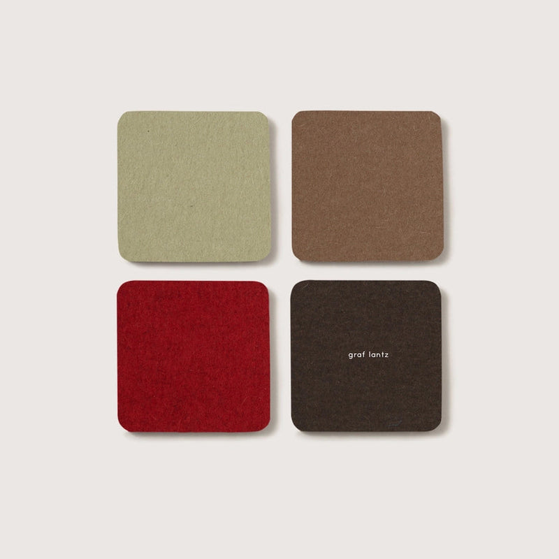 Bierfilzl: Merino Wool Felt Square Coasters in Bonfire