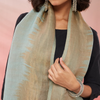 Natural Wool Stole in Aqua