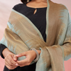 Natural Wool Stole in Aqua