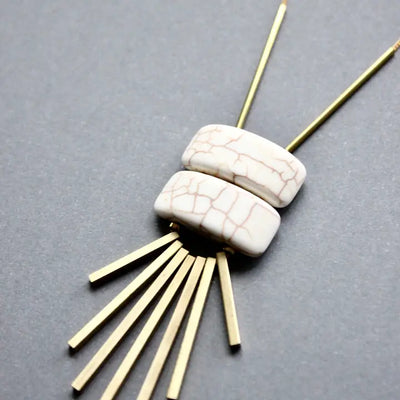 White Geometric Pendant Necklace