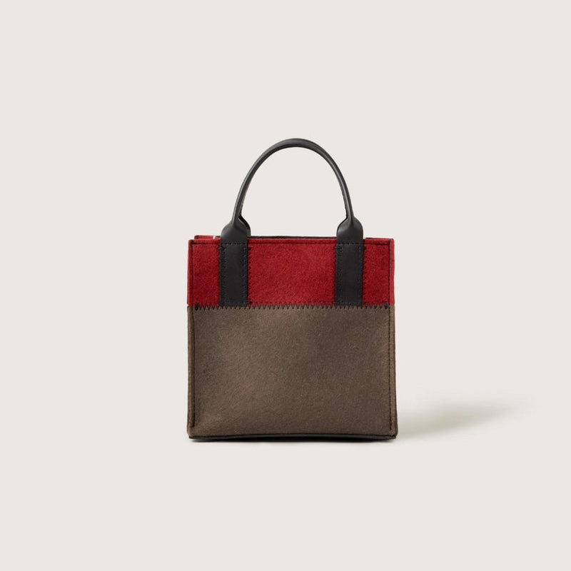 Jaunt Merino Wool Mini Tote in Tobacco/Cherry Black