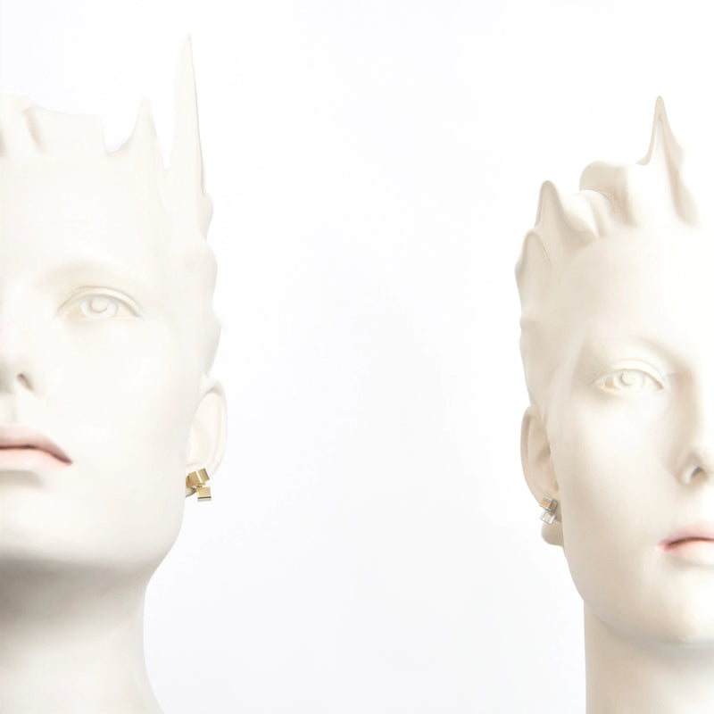 Codex Earrings, Satin Silver