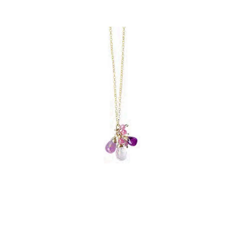 Multi Drop Quartz, Purple Garnet, and Ruby Necklace