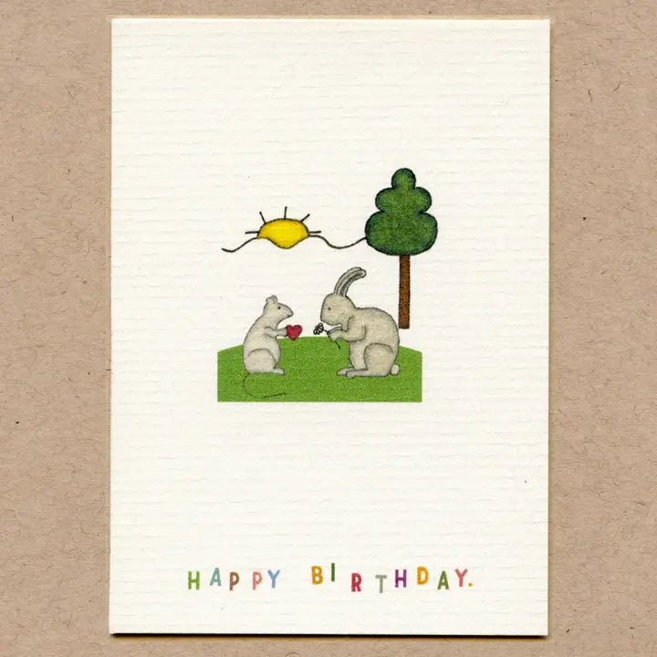 Mouse + Bunny Tiny Birthday Card