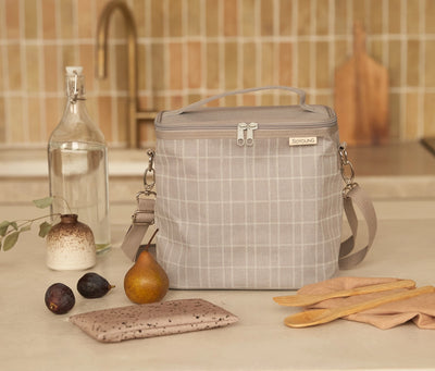 SoYoung, Light Grey Grid Lunch Poche