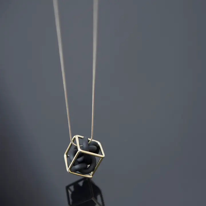 Veer Necklace, Gold Black